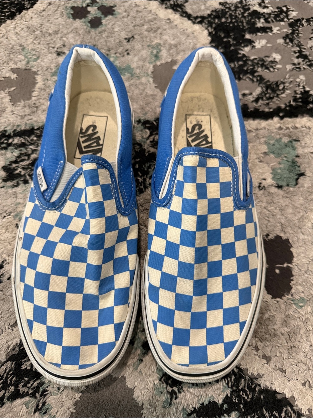Vans Kids Slip-On Checkerboard Sneakers - Blue & White